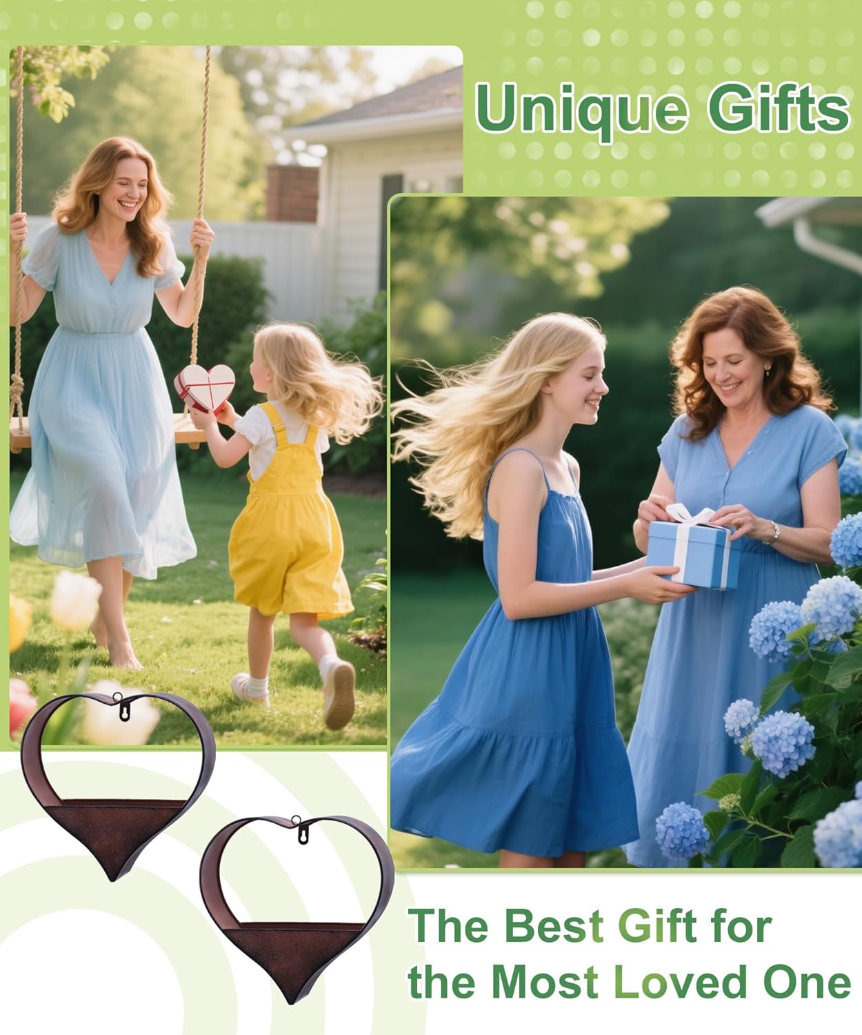 Metal Plant Hangers Indoor and Outdoor: Birthday Gifts for Women Mom Wife Father Garden Lovers - Rustic Heart Shape Hanging Planters Perfect for Window Wall Living Room Office Decor(2 Pack)