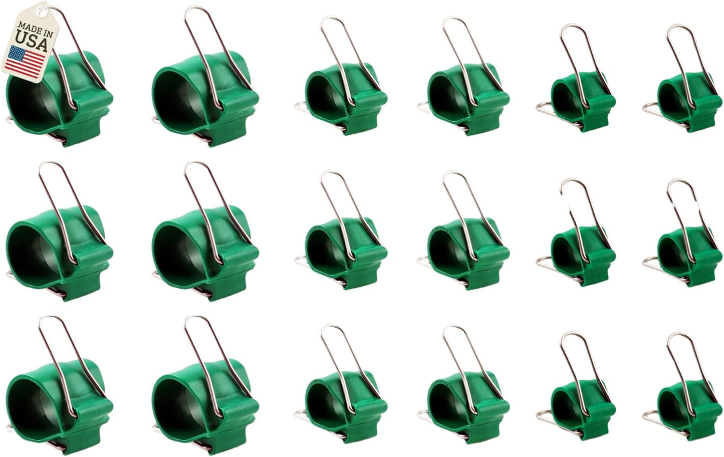 Cable Management Clips: Versatile Reusable Cord Holders for Christmas Lights, Holiday Decor, and Outdoor String Lights - 18 Pack Small, Medium, and Large Green