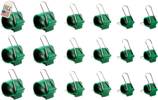 Cable Management Clips: Versatile Reusable Cord Holders for Christmas Lights, Holiday Decor, and Outdoor String Lights - 18 Pack Small, Medium, and Large Green
