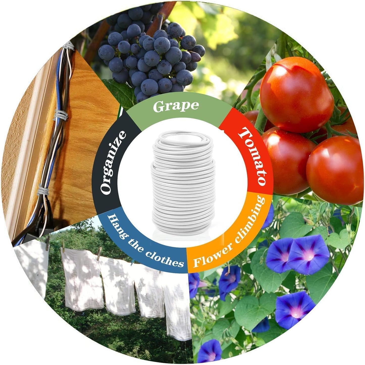 Decoroca Soft Plant Ties for Support - 65.6' Reusable Waterproof Plant Wire, Garden Twist, for Indoor & Outdoor Plants and Home Organizing（1pc/White）