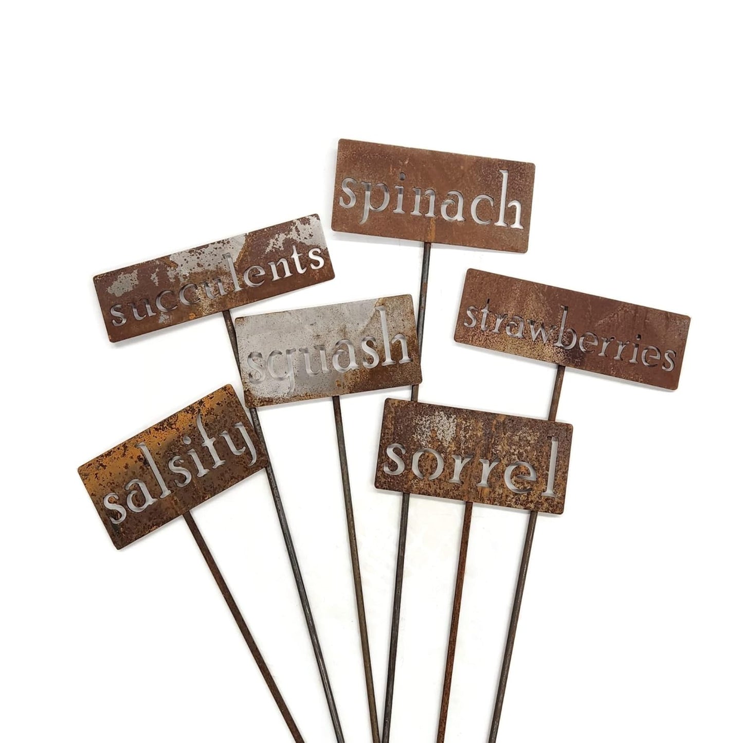 Classic Metal Garden Markers 19 Inches Tall (spearmint, Naturally Rusted)