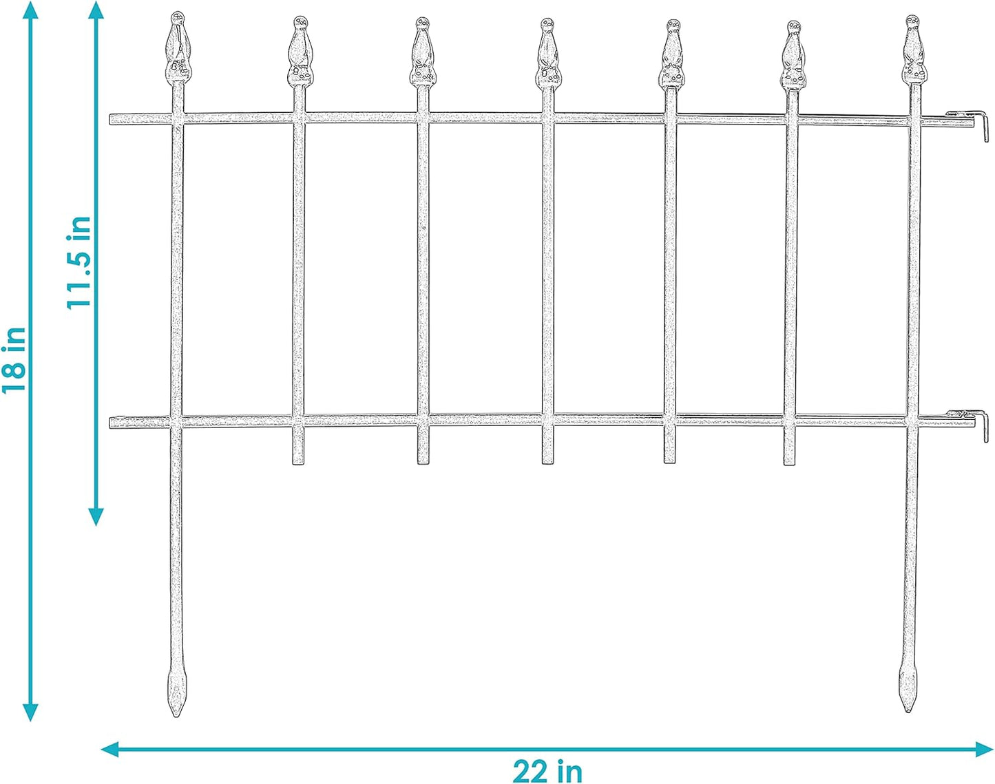 Sunnydaze 20-Panel Roman Iron Decorative Garden Fence Border - 36ft L x 18in H No Dig Metal Garden Fencing for Animal Barrier, Flower Bed, Yard - Black