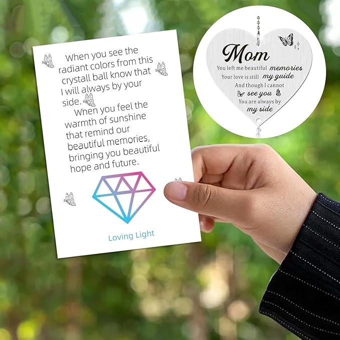 Memorial Gifts for Loss of Mom, Sympathy Gifts for Loss of Mom, Mom in Heaven Memorial Crystal Suncatcher for Window Home Decor (Mom)