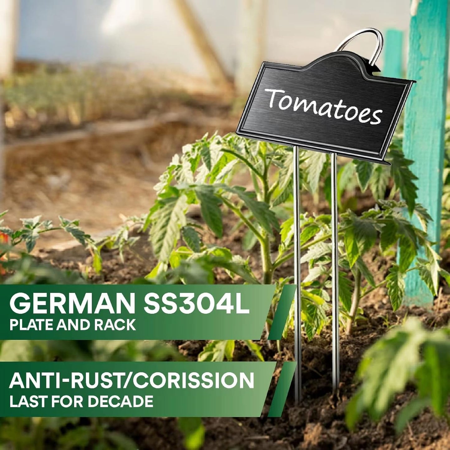 Stainless Steel 304 Plant Labels Weatherproof, Metal Garden Label Tall Markers 25 Pack for Outdoor Plants Vegetables Herb Seedlings Flowers with a Pen, Label Area 3.74'' x 1.39'' Height 10.75 Inch