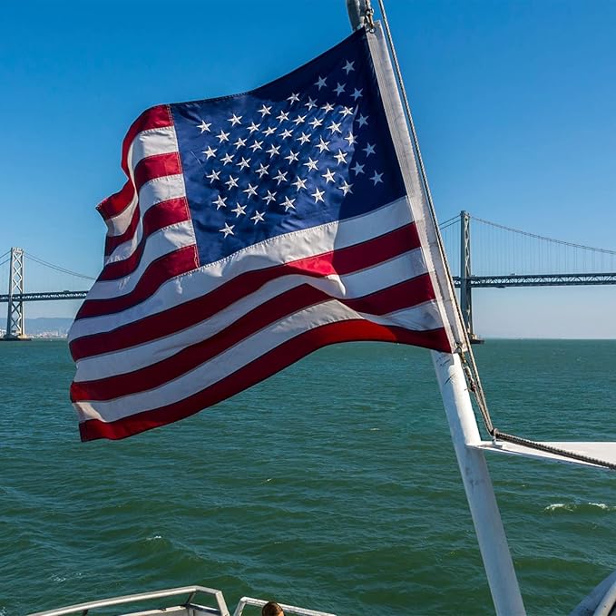 AZCOVER American Flag 12x18 Inch Boat Flag for Outside, 210D Small American Flags Double Sided with Embroidered Stars Sewn Stipes and Brass Grommets for Marine Yacht UTV