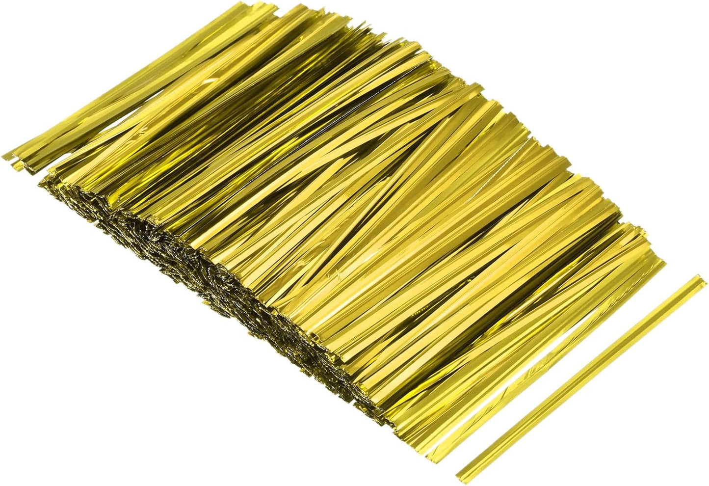 MECCANIXITY Foil Twist Ties 3" 8cm Metallic Plastic Closure Tie for Tying Bread, Candy, Cookies, Gift Bags Arts Crafts Ties Gold Tone Pack of 750