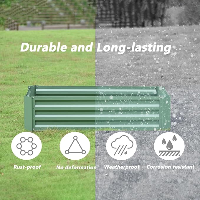 Aoodo 4 x 2 x 1 ft Raised Garden Bed for Patio Garden Lawn, Bed Only, Set of 2