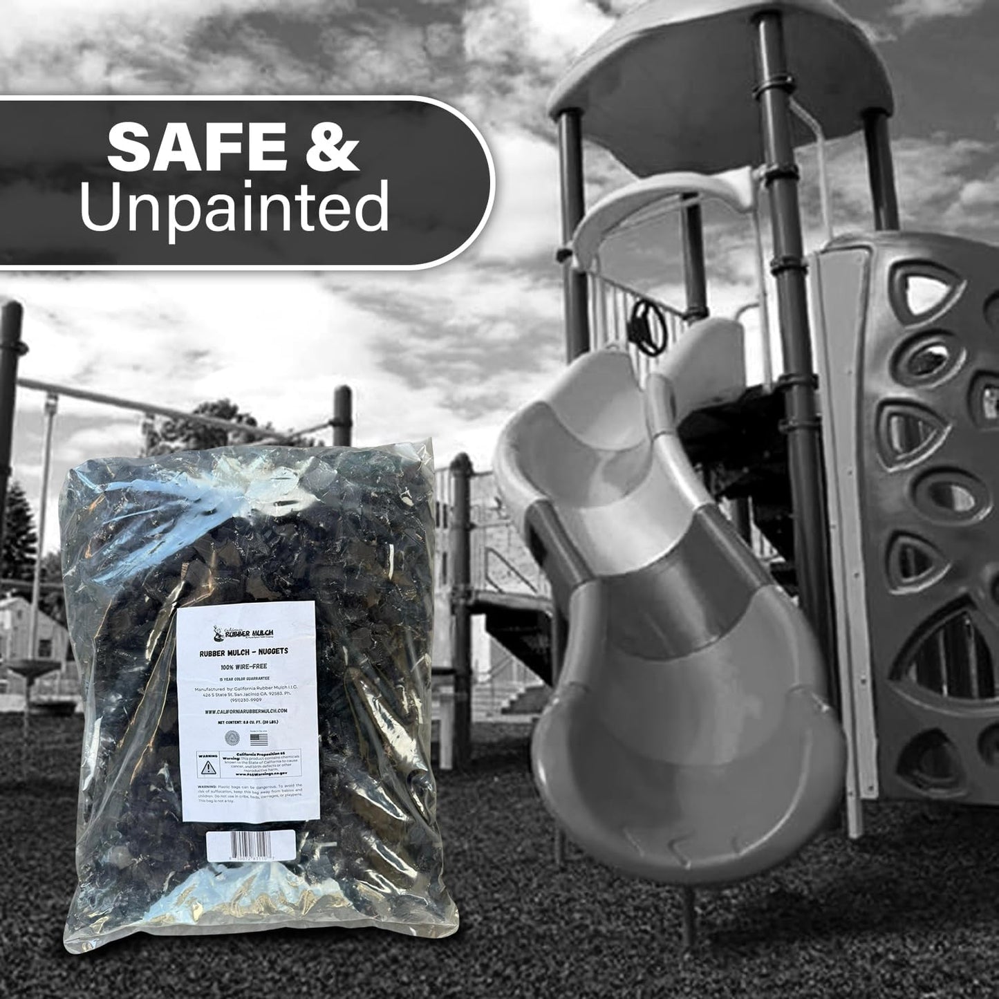 100% Wire-Free Rubber Mulch – Unpainted, 20 lb (0.8 cu ft) | Long-Lasting, Low Maintenance, Safe for Kids & Pets – Landscaping & Playground Ground Cover”