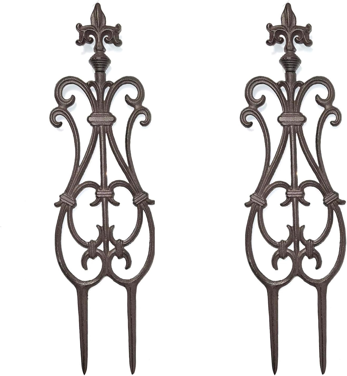 Ornate Cast Iron Garden Edging Fence（28" Tall） - 2 Pack Heavy Duty Metal Border for Lawn, Patio & Landscaping HC8775