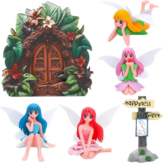 ONEST 6 Pieces Miniature Fairy Garden Accessories Small Fairy Figurines Hand Painted Fairies Figures for Car Decor Garden Flower Pot Birthday Cake Topper