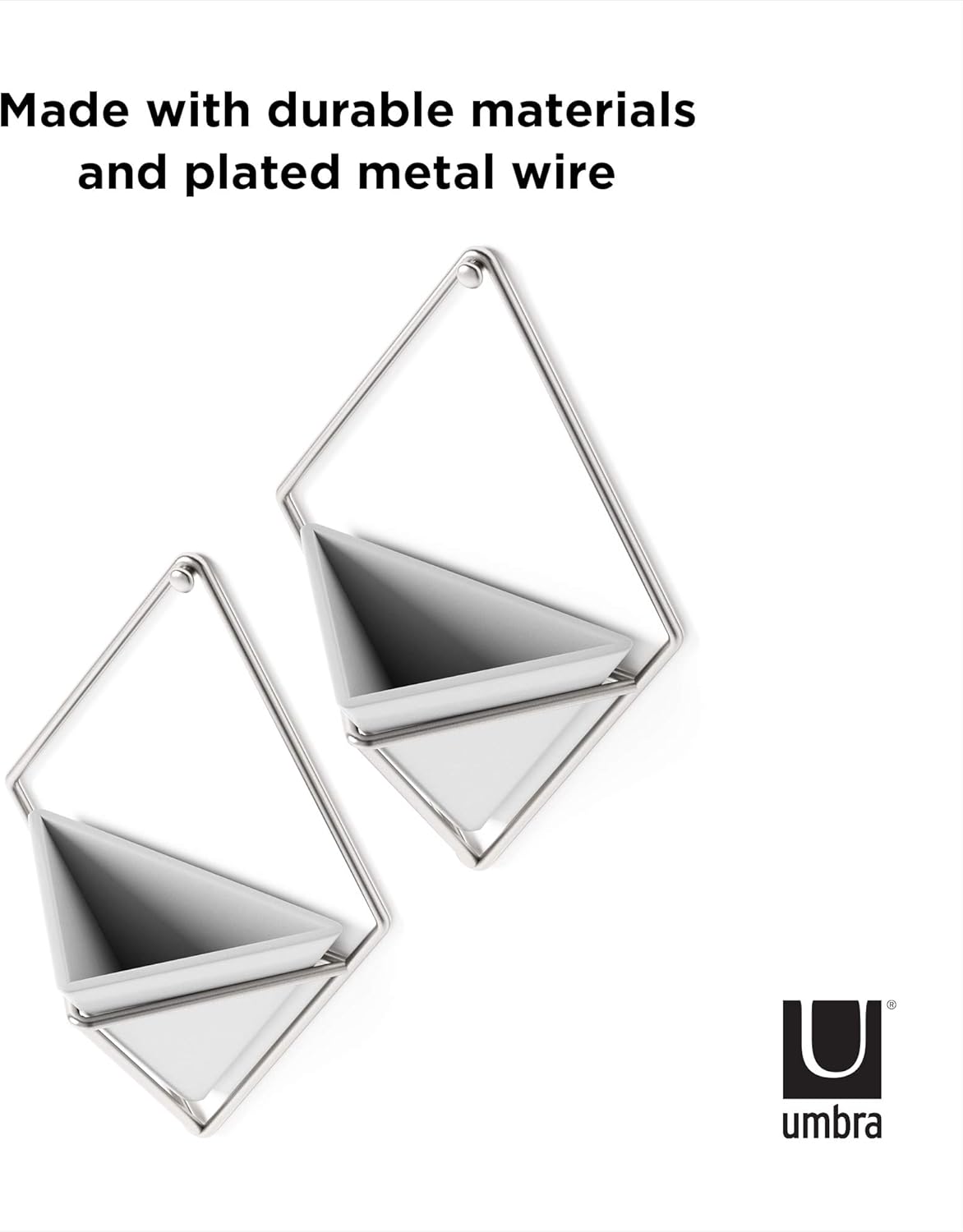 Umbra Trigg Small Wall Display, White-Nickel, Planter Pot, Indoor Outdoor Usage