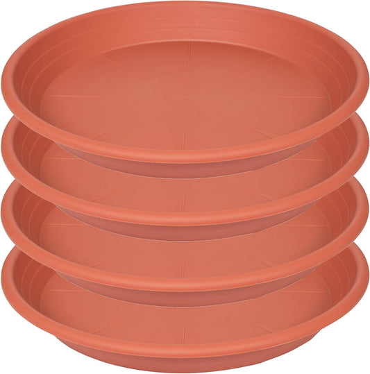 4 Pack of 16 inch Plant Saucer, Large Plant Tray, Heavy Sturdy Plant Drainage Tray for Indoors, Bird Bath Bowls, Sturdy Plastic Pot Tray for Planter 14 15 16"(Black)