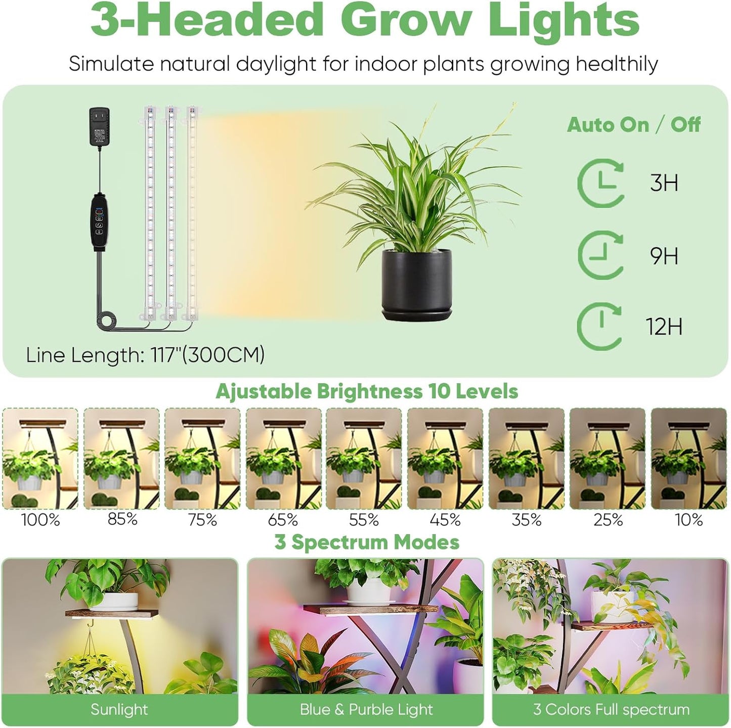 Plant Stand Indoor with Grow Lights 64" Tall Plant Shelf Corner Lighted Plant Stands for Indoor Growing Multiple Metal 8 Tiered Large S-Shape Flower Plant Rack for Home Decor Patio Balcony
