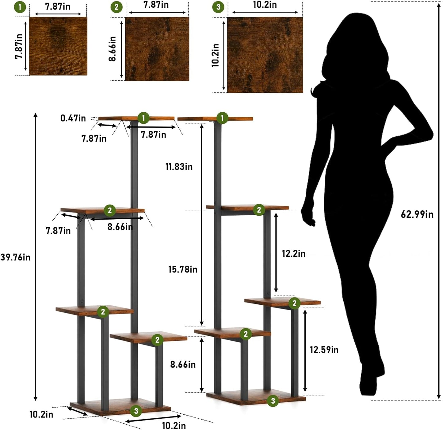Plant Stand Indoor with Grow Light - 2 Pack Metal Plant Shelf for Indoor Plants Multiple, 5 Tiered Corner Plant Stand Shelves, Plant Rack Display Flower Holder for Living Room Patio Balcony Décor