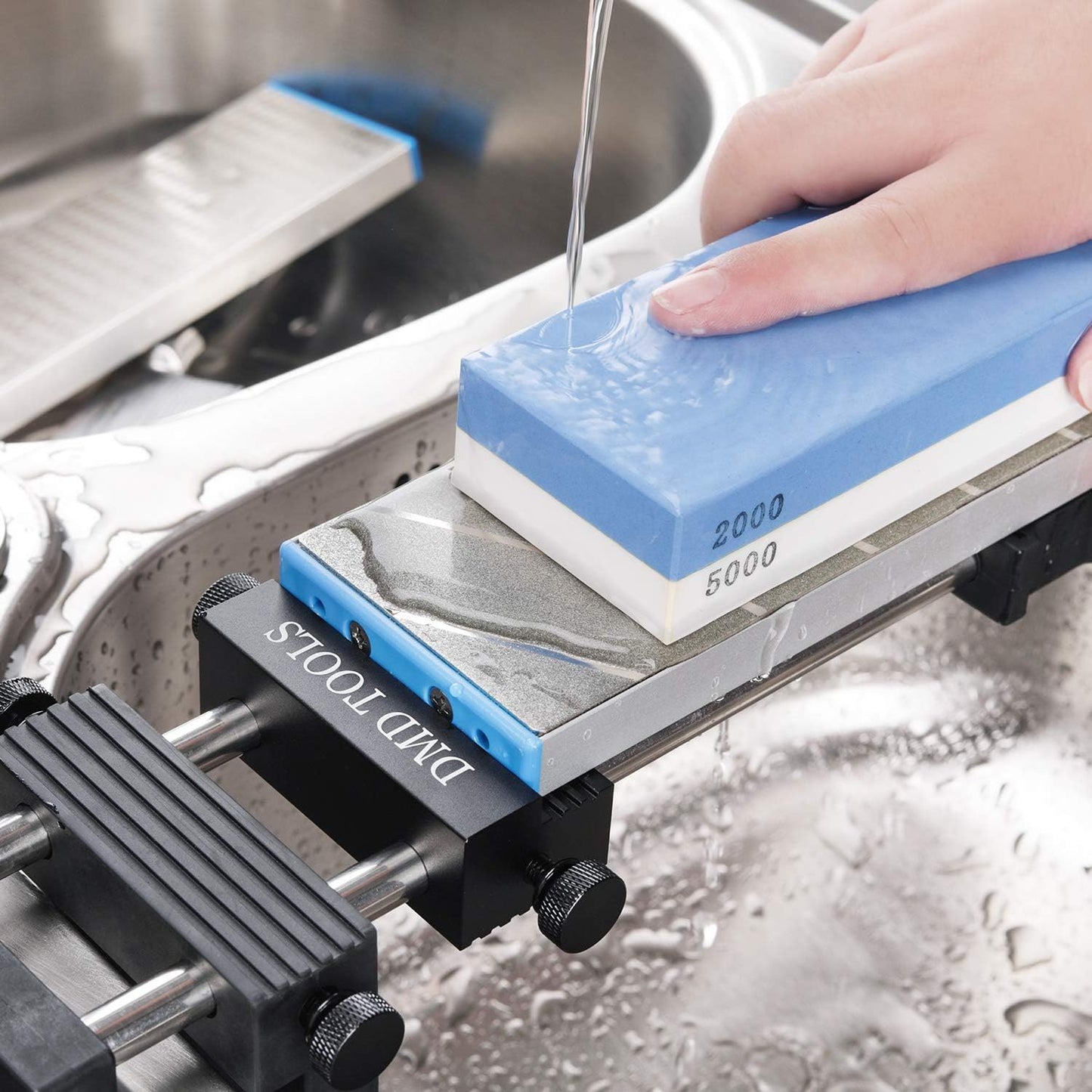 Professional Superfine Knife Sharpening Stone Set Sink Bridge Whetstone Holder, Adjustable Sharpening Stone Holder Knife Sharpeners Tool Kit for Kitchen Hunting (LONG HOLDER)