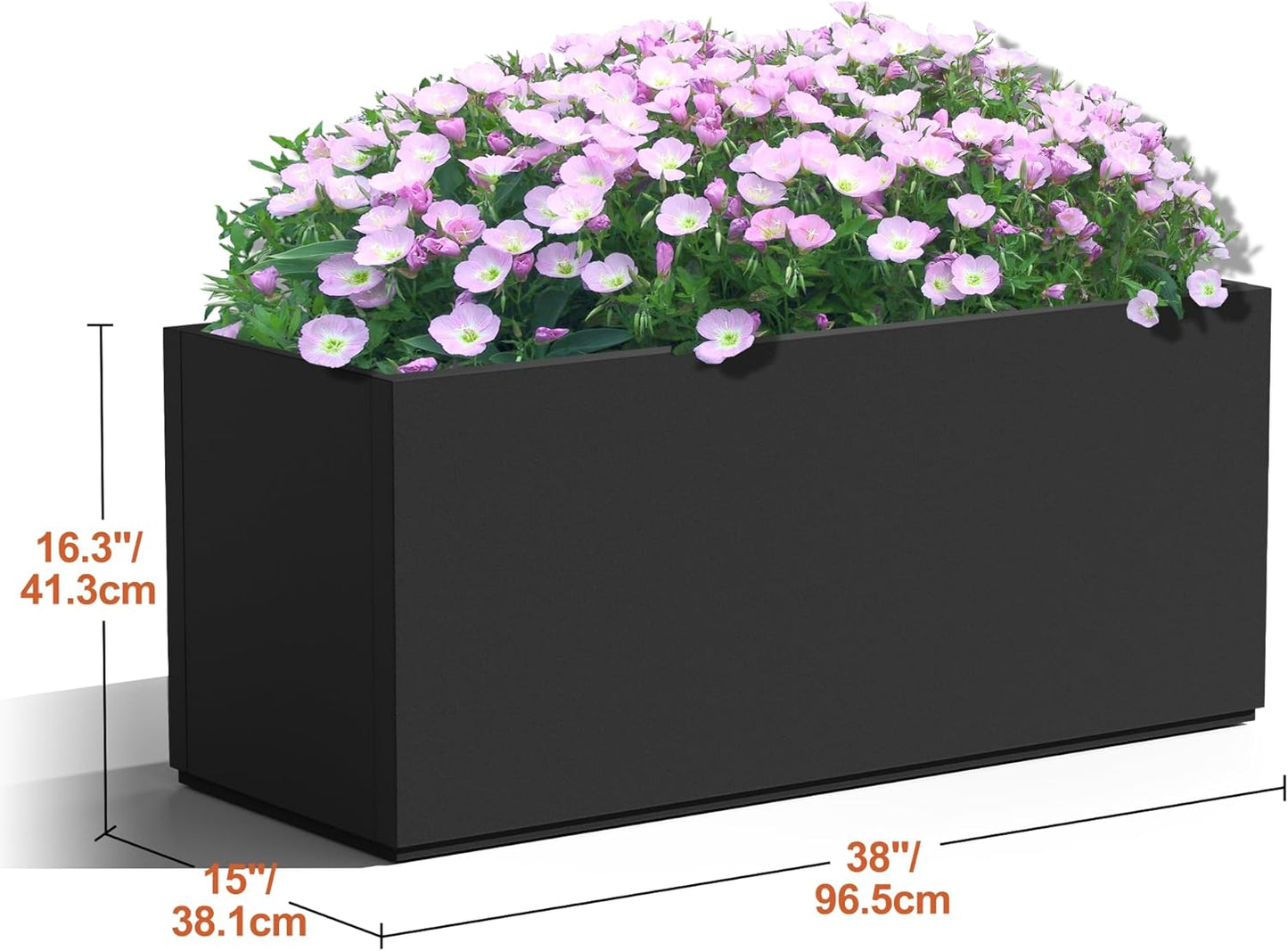 Metal Rectangular Planter for Outdoor Plants, Coated Large Planter Box with Drainage, Outdoor Patio PLanters with Sturdy Thickened Material for Yard, Garden