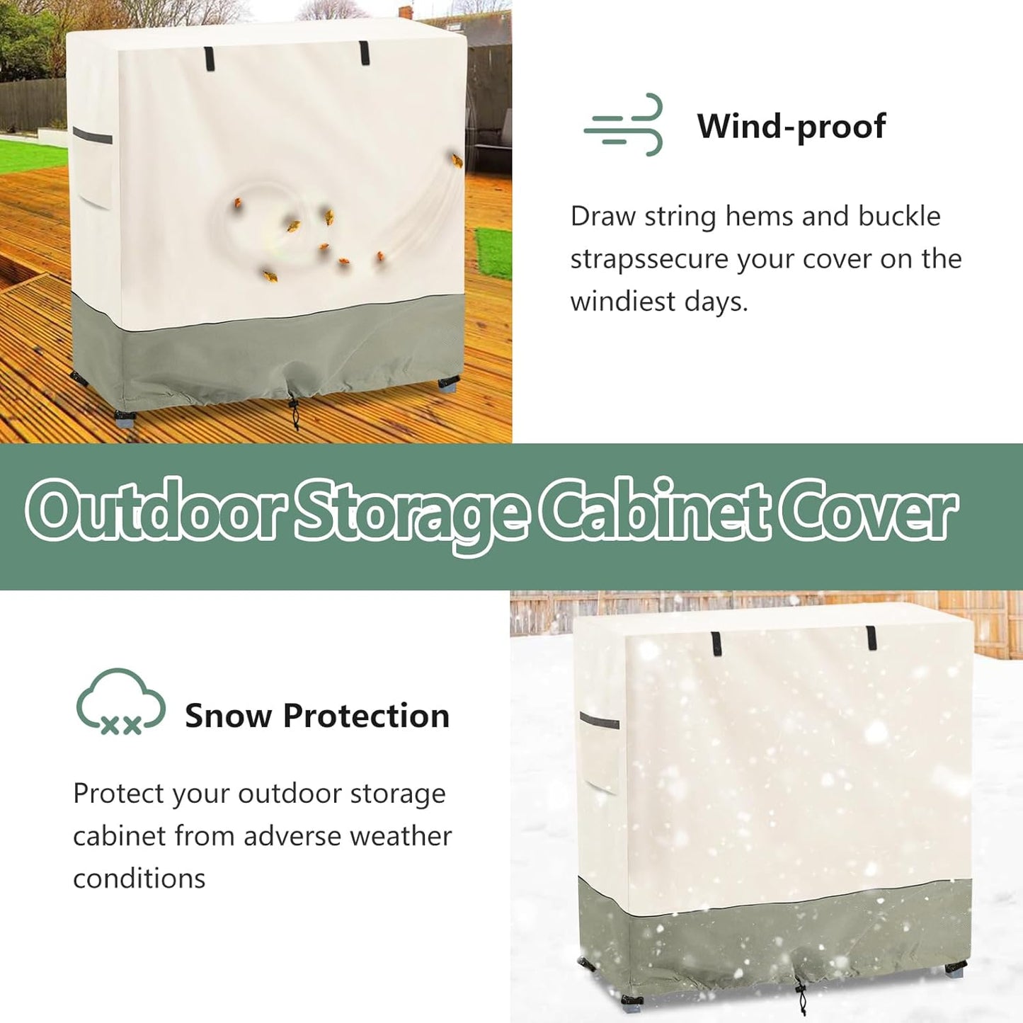 Outdoor Garden Potting Bench Table Cover with Split Zipper,Outdoor Storage Cabinet Cover,Heavy 600D Duty Waterproof Anti-UV All Weather Protection,39" x 19" x 36" -Beige