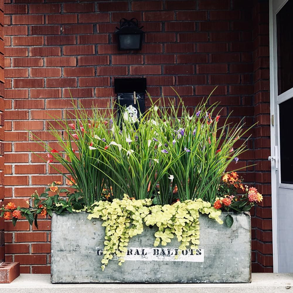 Melorca&Guilla Artificial Plants Outdoor 3PCS 23“ Fake Tall Grass,Faux Grass Plant,Artificial Greenery Shrubs Bushes for Garden Porch Window Box Shop Office Home Décor