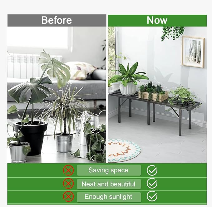 Metal Plant Stands Outdoor, Plant Stand Indoor Plant Shelf Heavy Duty Waterproof Plant Stand for Multiple Plants Flower Pot, Black Plant Stand for Living Room Balcony Garden Home Decor