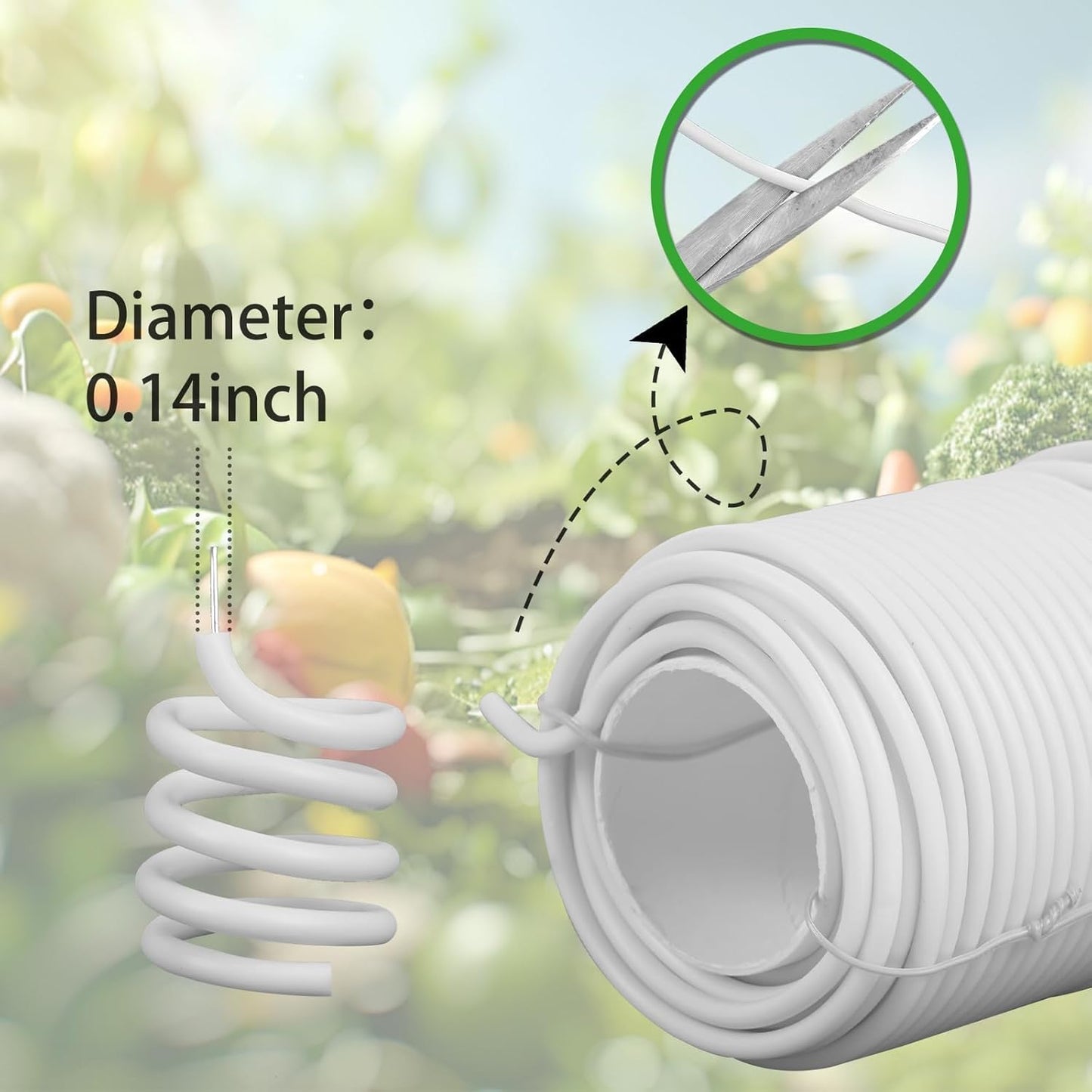 Decoroca Soft Plant Ties for Support - 65.6' Reusable Waterproof Plant Wire, Garden Twist, for Indoor & Outdoor Plants and Home Organizing（1pc/White）