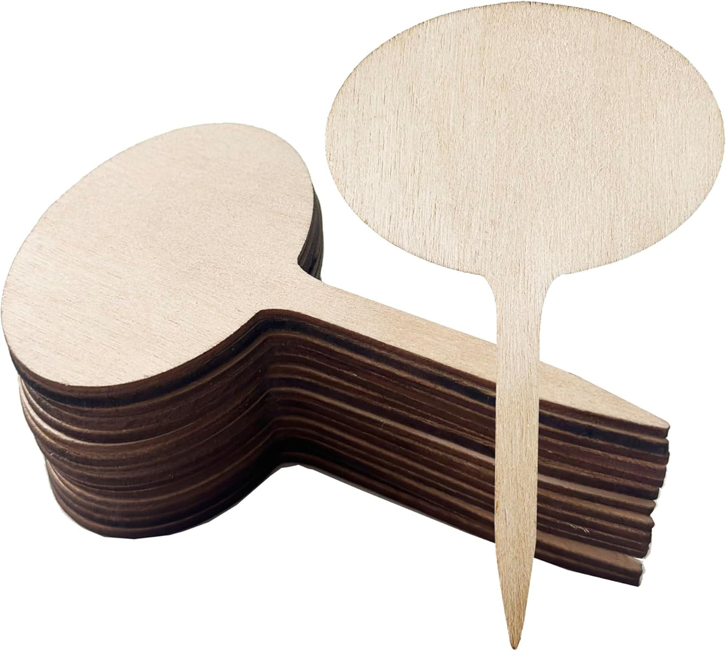 100 Pcs Wood Plant Labels, Natural Wooden Plant Marker Garden Sign Tags, T-Type Garden Markers for Succulents, Herbs, Seedlings, Potted, Flowers, Vegetables (Oval)