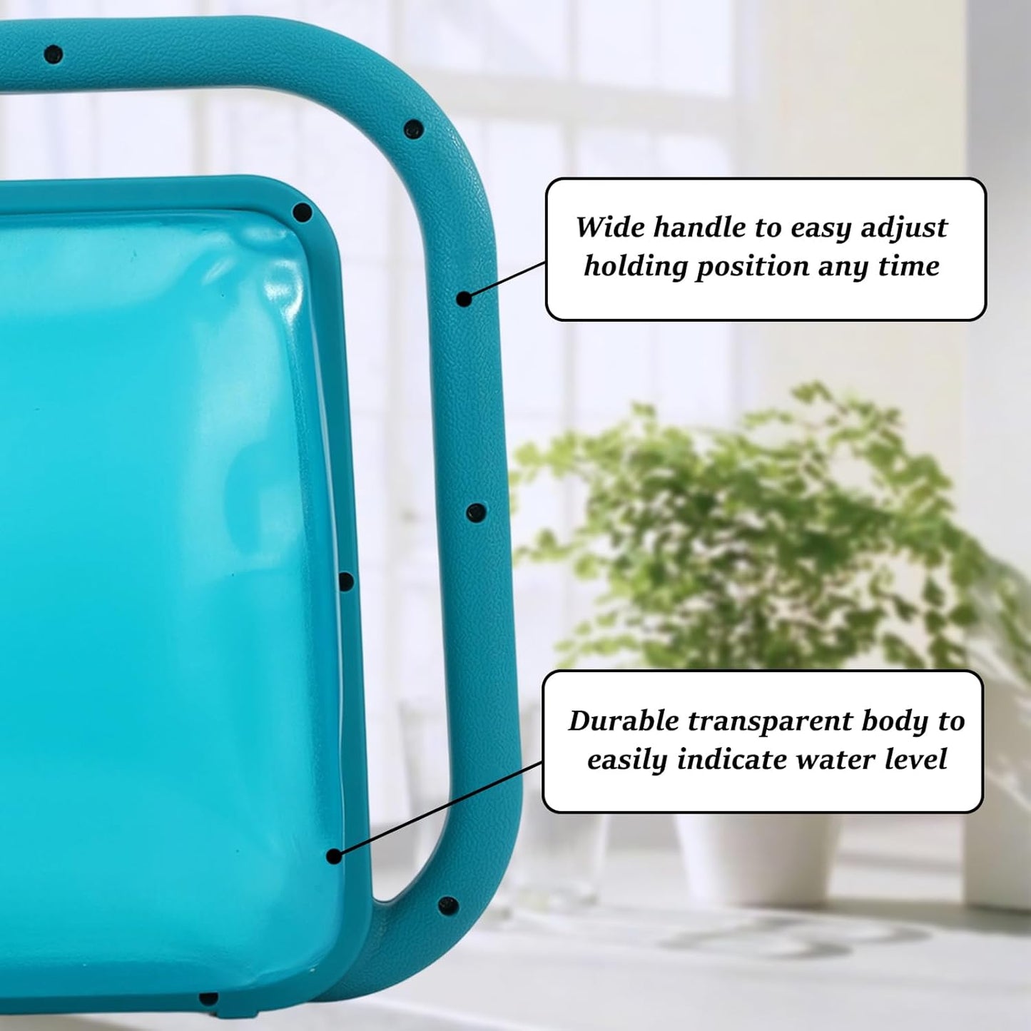 Watering Can 1.6Gal Transparent Plastic with Comfort Grip Handle for Indoor & Outdoor Plants（Blue Green）