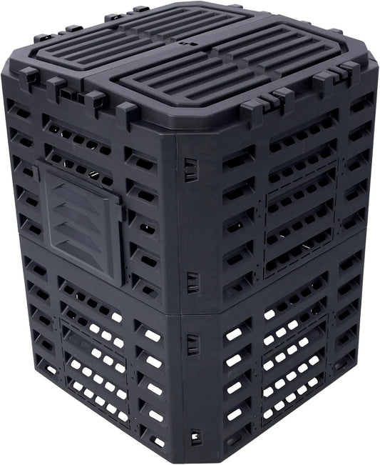 90 Gallon Garden Composter Bin - Premium Recycled Plastic, Large 340 Liter Capacity, Easy Assembly, Lightweight, Aerating Outdoor Compost Box for Fertile Soil