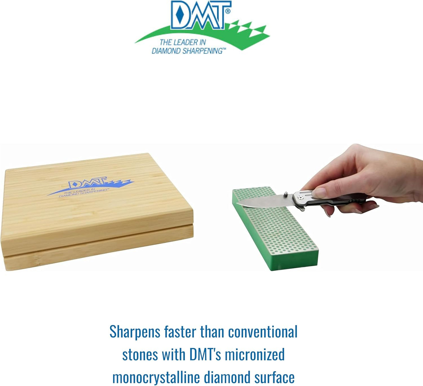 DMT W6EFC Deluxe Diamond Whetstone Knife Sharpening Kit with Wood Box, Set of 3 Sharpening Stones, 6" x 2"