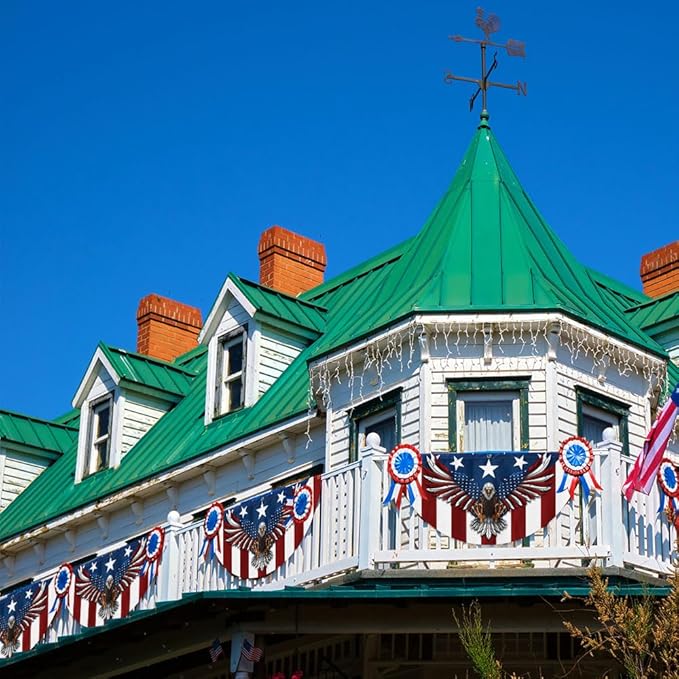 FLAGWIX American Flag Patriotic Eagle American Non-Pleated Fan Flag TPT1636F, 3x6 ft, 2 Pack Suitable for Outdoor and Indoor