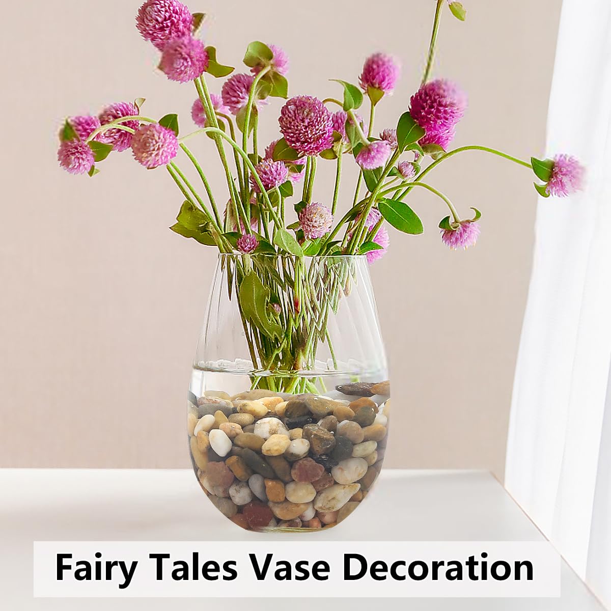 2LB Succulent and Cactus Gravel Pebbles, 3/8 Inch Decorative Polished Stones, River Rocks for Plants, Vases, Aquariums, Terrarium and Outdoor Gardening, Natural