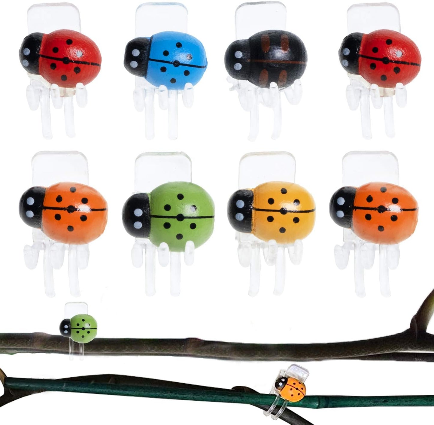 BEADNOVA Orchid Clips 30Pcs Ladybug Plant Clips Orchid Support Clips Vine Clips Plant Clips for Support Flower Orchid Vine (Mix Color, 30PCS)
