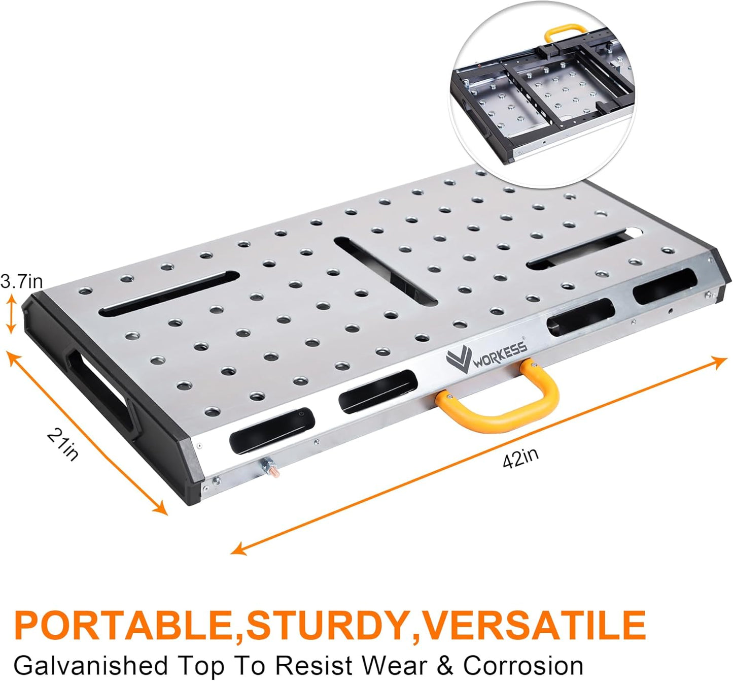 Metal Welding Table Folding 1000 lbs Load Capacity Heavy Duty Steel Construction Workbench for Welding Adjustable 7 Level Height