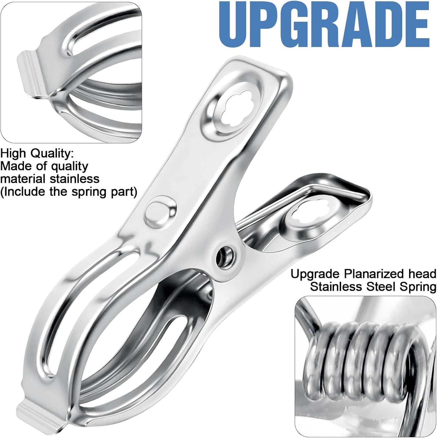 Upgraded 200 PCS Garden Clips, Greenhouse Clamps 100% Stainless Steel Heavy Duty Greenhuose Clips for Netting - Strong Grip to Hold Down Shade Cloth or Plant Cover on Garden Greenhouse Hoops