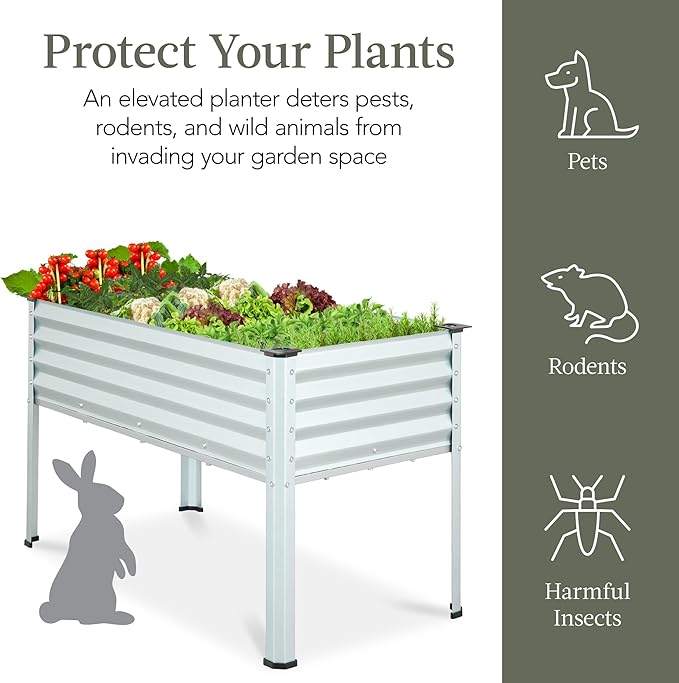 Best Choice Products 48x24x30in Galvanized Raised Garden Bed, Metal Elevated Planter Box, Vegetable Garden for Backyard, Patio, Balcony - Silver