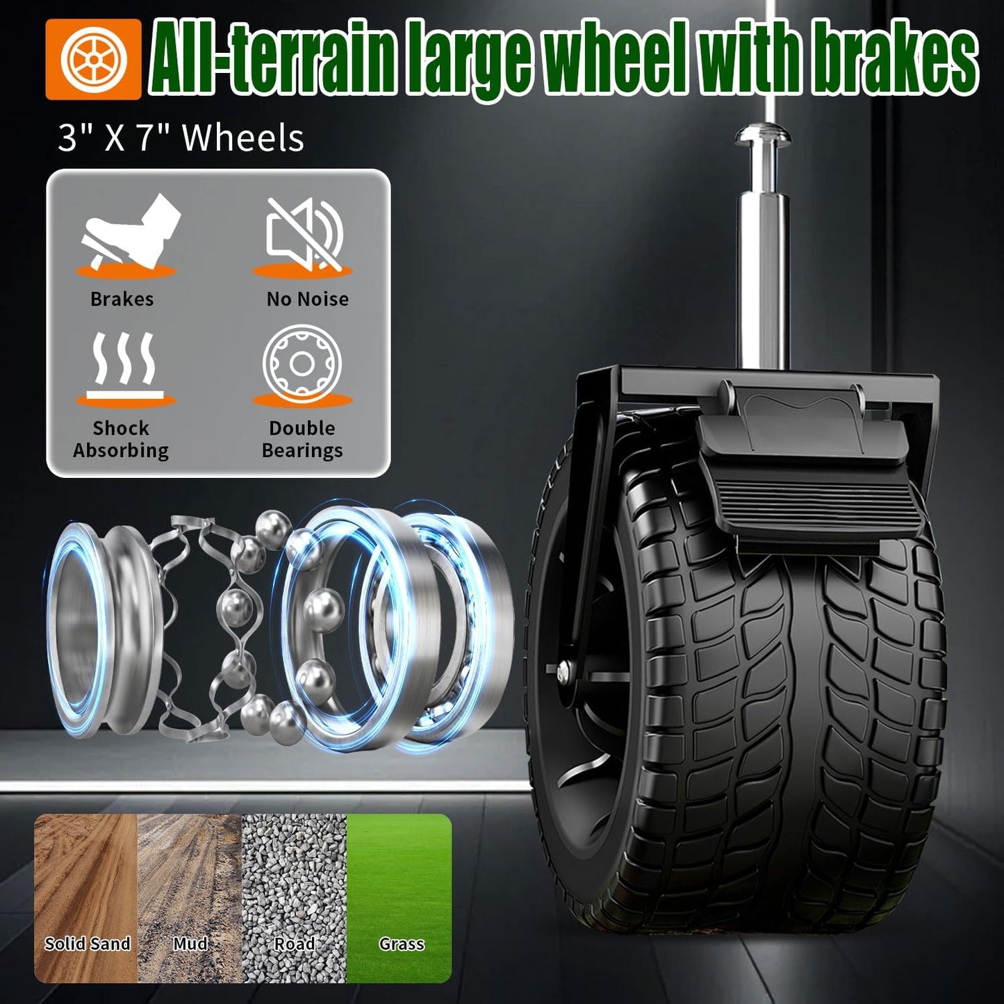 Collapsible Wagon Cart Foldable with Tailgate, 47" L 480lbs Capacity, Heavy Duty Beach Wagon with Wheels Brake, Shopping Carts for Grocery, Camping, Beach, Garden Cart