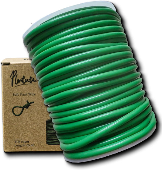 Soft Plant Tie Garden Plant Twist Tie TPR Plant Supply, for Supporting and Fixing Garden Planting Branches Vines, Stems, for Garden, Office, Home Organizing (65.6ft /3.5mm Diameter, Green)