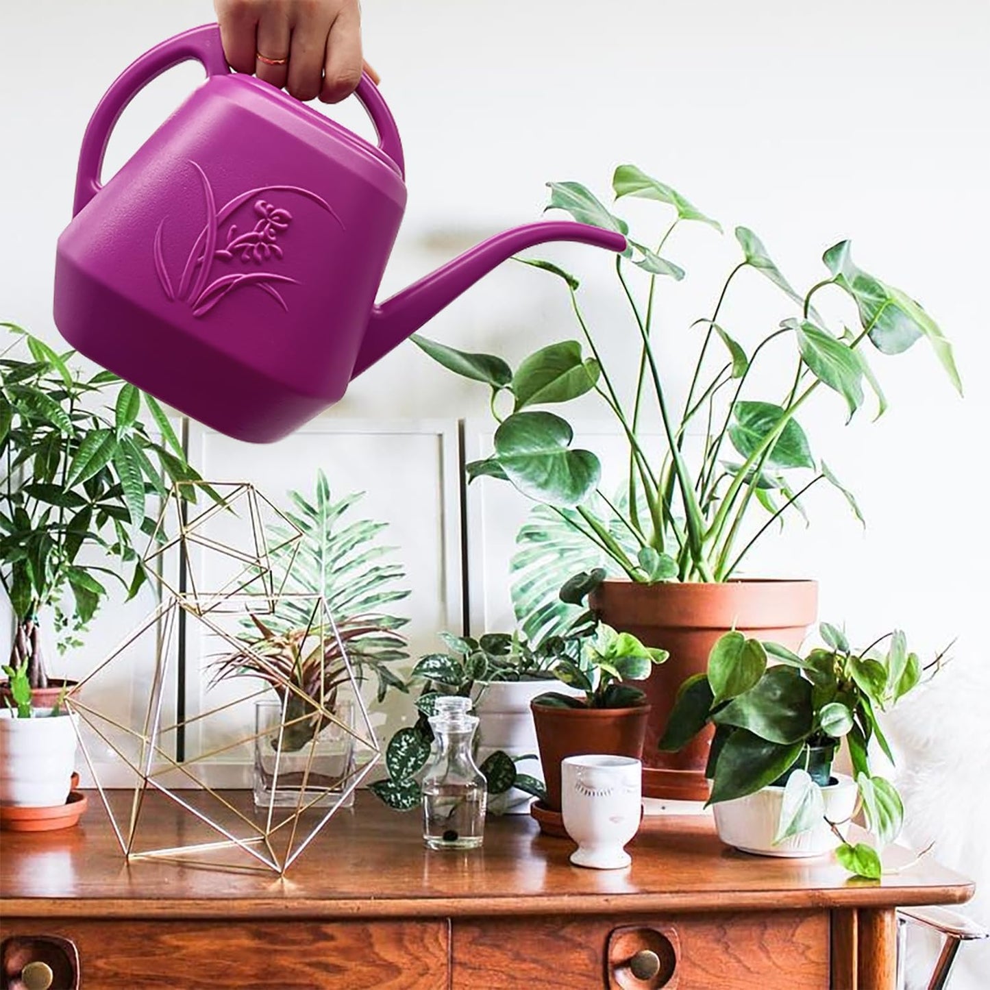 Plant Watering Can - 1 Gallon - Rose Red - with Long Spout for Indoor and Outdoor Plant Garden