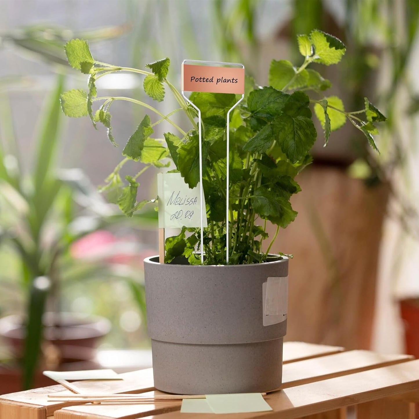 50 Pack 10 Inch High Copper Plate Metal Plant Labels Garden Stake Tags Reusable Planting Gardening Markers