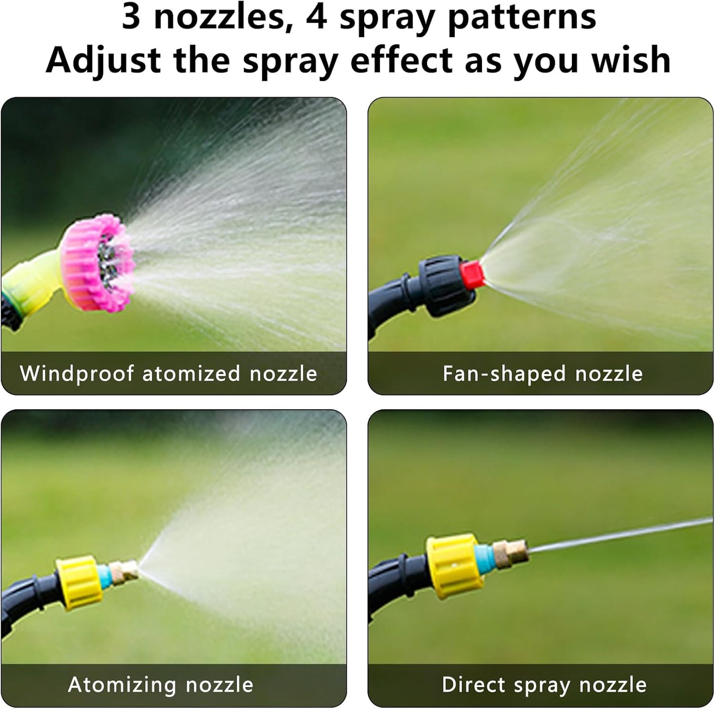 2.4 Gallon Battery Powered Sprayer, Electric Battery Operated Sprayer, Weed Power Sprayers in Lawn and Garden with Adjustable Shoulder Strap and Rechargeable Handle, 3 Mist Nozzles (Blue)