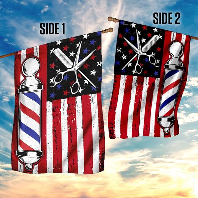 FLAGWIX American Flags, Barber Flag - 4th of July, Independence Day Decorations for Inside, Outside, Garden Flag (11.5" x 17.5") - USA House Garden Flags Premium Polyester, Decorative Outdoor Flags