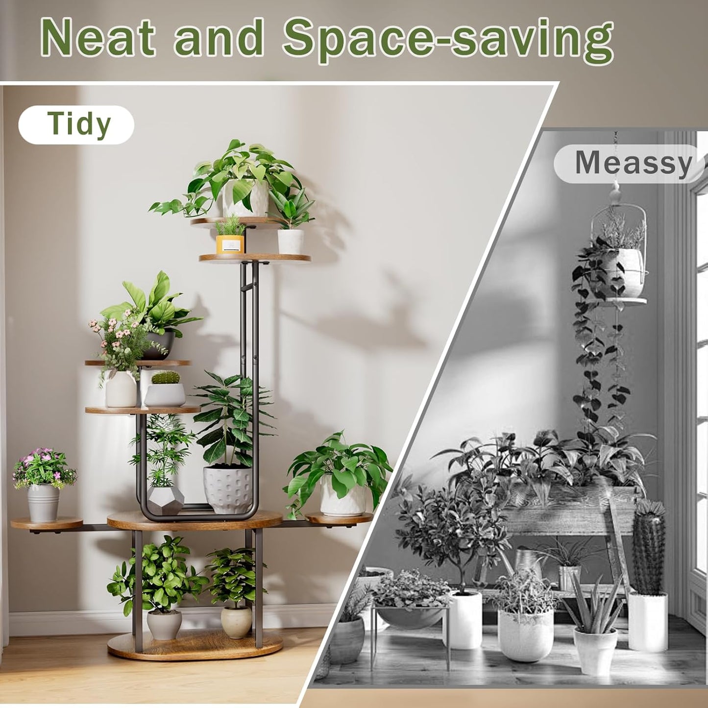 Plant Stand Indoor 8 Tier, Corner Plant Stand for Indoor Plants, 38.58" Tall Plant Stands, U-Shape Corner Shelf for Multiple Plants, Metal Plant Shelf for Living Room, Balcony, Patio, Garden