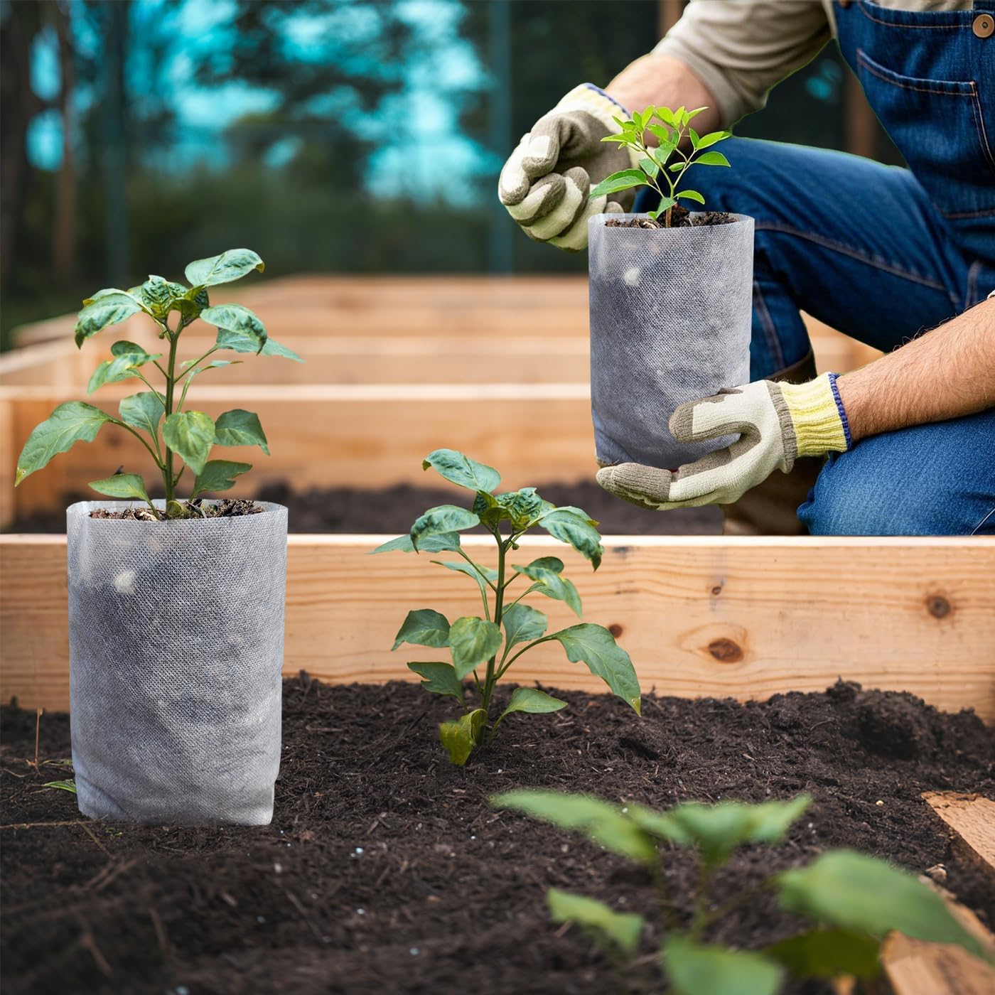 Belit 50 Pcs Non-Woven Plant Nursery Bags, Seedling Pots Container for Vegetable, Flower, Starting saplings, Plant Grow (11.6"x11.2")