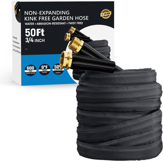 2025 Upgraded 50FT Non-Expanding Garden Hose, Lightweight, Flexible Ultra-Light Water Hose, Burst-Resistant, Lead-Free, Anti-Kink, High-Pressure