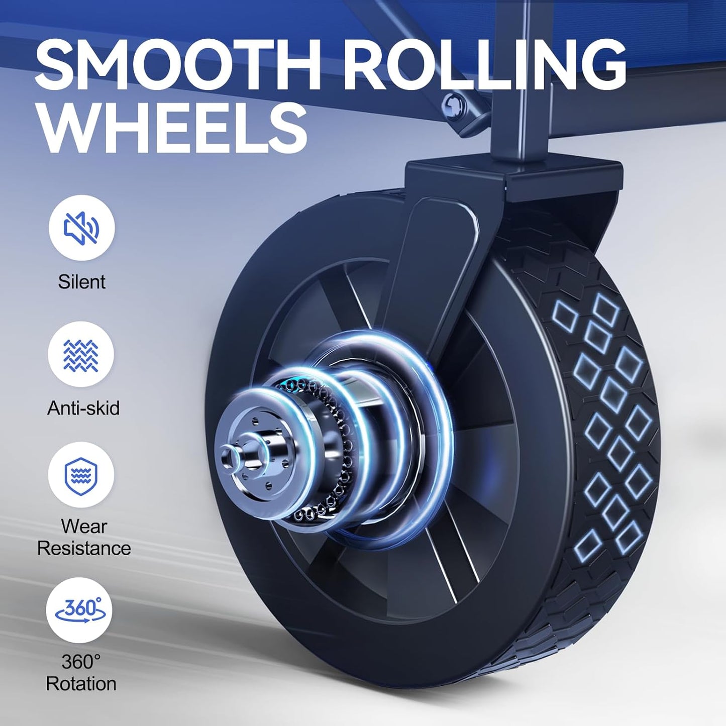 Collapsible Folding Wagon, Heavy Duty Foldable Cart with Wheel, Lightweight Utility Grocery Carts with 200lbs Weight Capacity for Garden, Beach, Camping Sports, Fishing (Royal Blue)