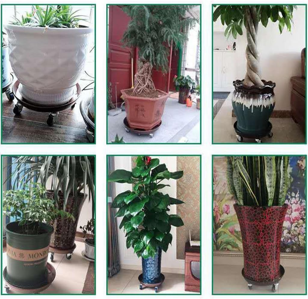 Plant Caddy with Wheels, Heavy Duty Plant Stand with Universal Wheels, Round Pot Trolley for Indoor Outdoor,18inch Bronze