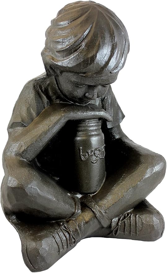 Emsco Group 92225 Boy Statue – Natural Appearance – Made of Resin – Lightweight – 16” Height Garden, BRONZE