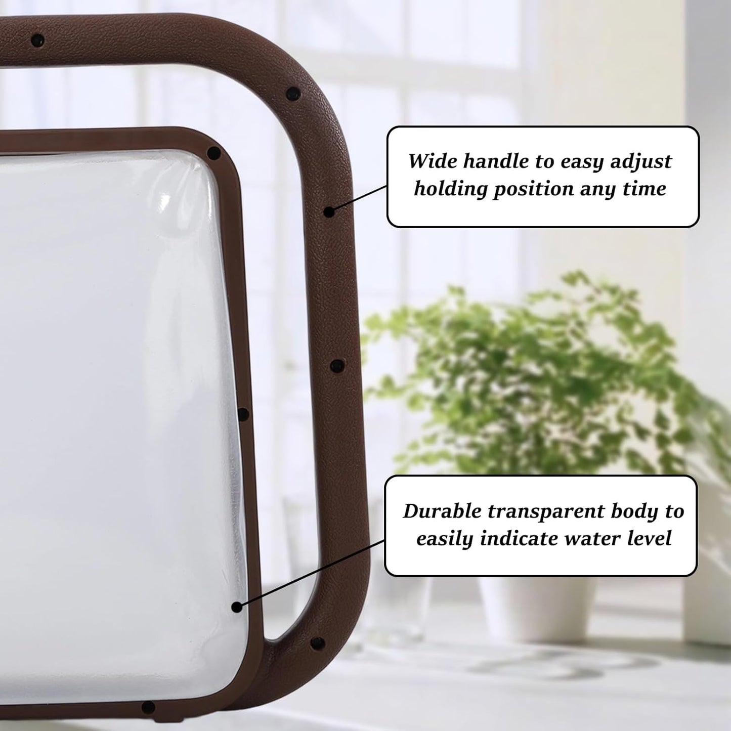 5L Foldable Watering Can, Lightweight Transparent with Water Level Indicator for Indoor Plants, Garden, Bonsai - Khaki