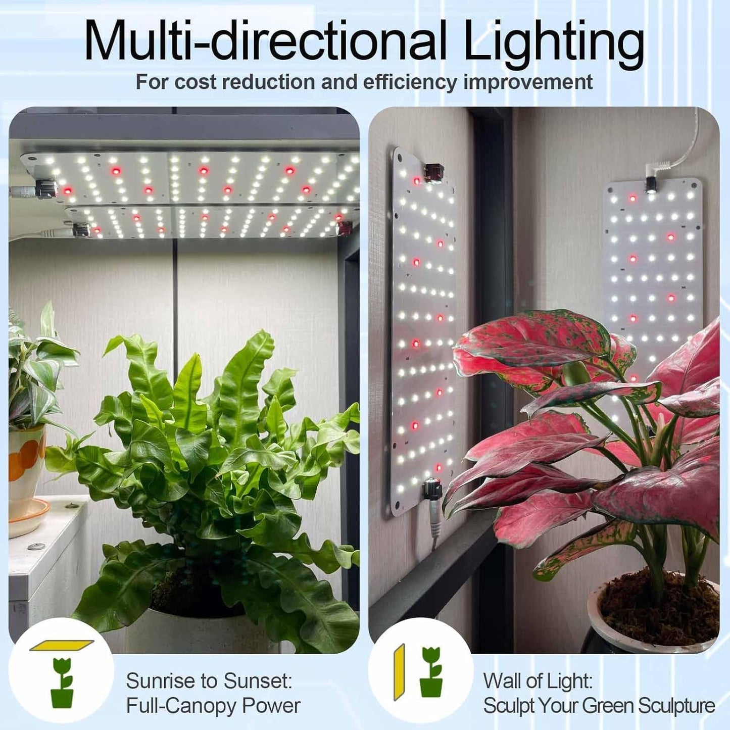 DOMMIA Grow Light, 20W Ultra-Thin Panel Grow Lights for Indoor Plants, High PPFD Full Spectrum, Dimmable, 6/12/16H Timer Auto on/Off, Suitable for Indoor Growing, Cold White 1-Pack