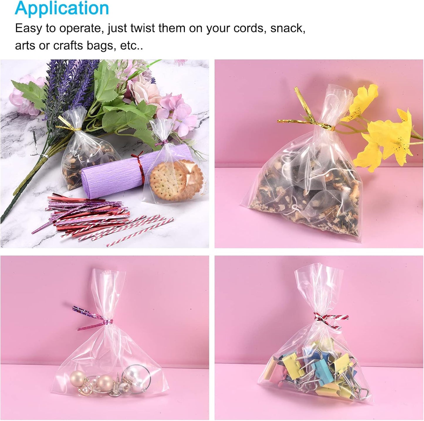 MECCANIXITY Foil Twist Ties 3" 8cm Metallic Plastic Closure Tie for Tying Bread, Candy, Cookies, Gift Bags Arts Crafts Ties Green Pack of 750