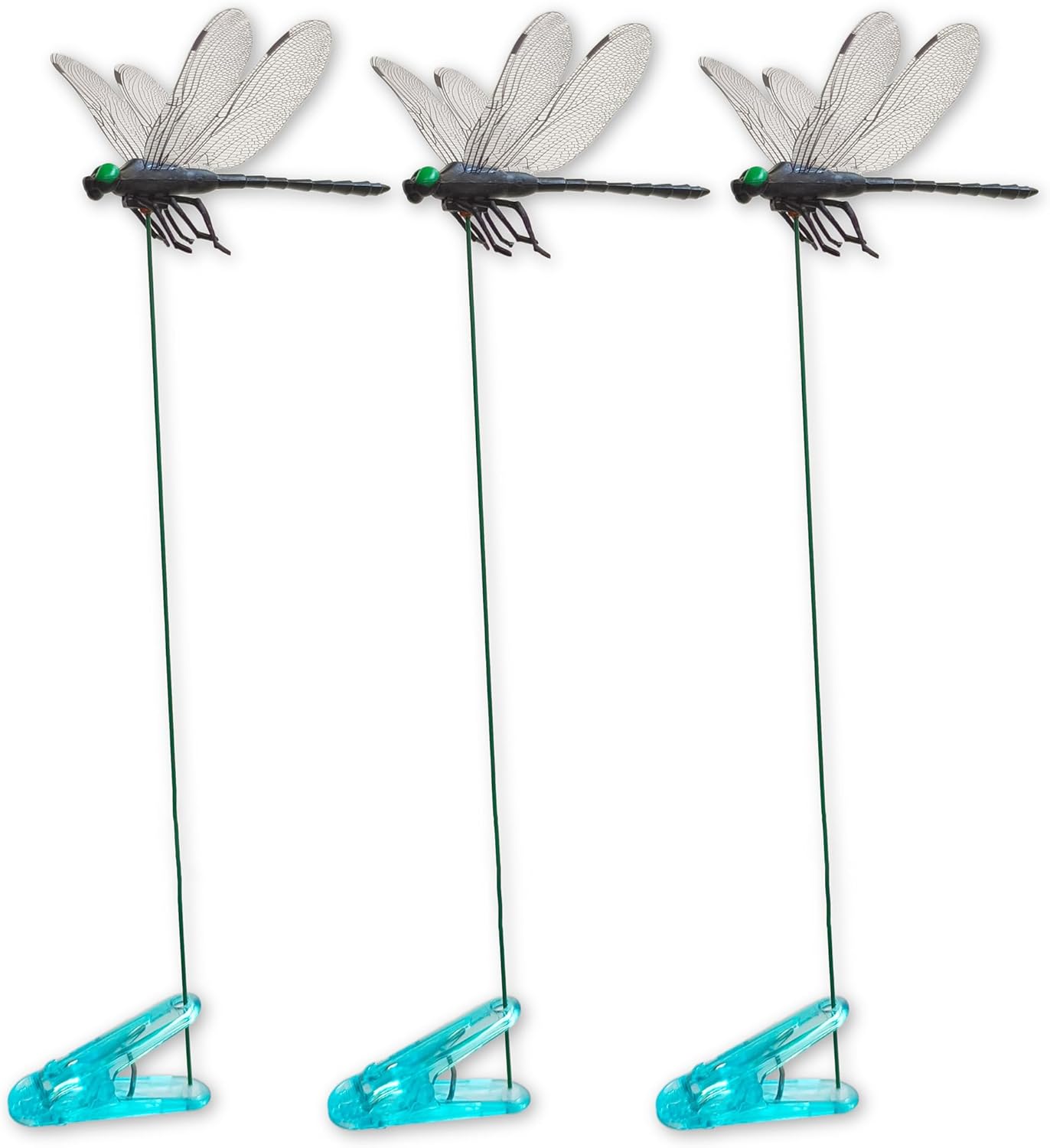 Dragonfly Clips Black Dragon Fly Hat Clip Artificial Realistic 3D Dragonflies Garden Stakes Decor for Indoor Outdoor (3 Pcs)